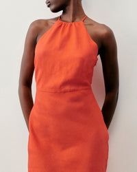 Robe courte à bretelles Betty en lin - Orange