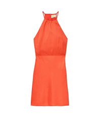Robe courte à bretelles Betty en lin - Orange