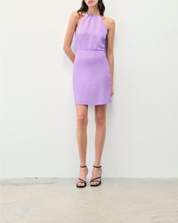 Betty strapless short dress in linen - Lilac
