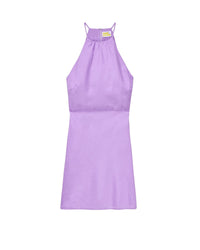 Betty strapless short dress in linen - Lilac