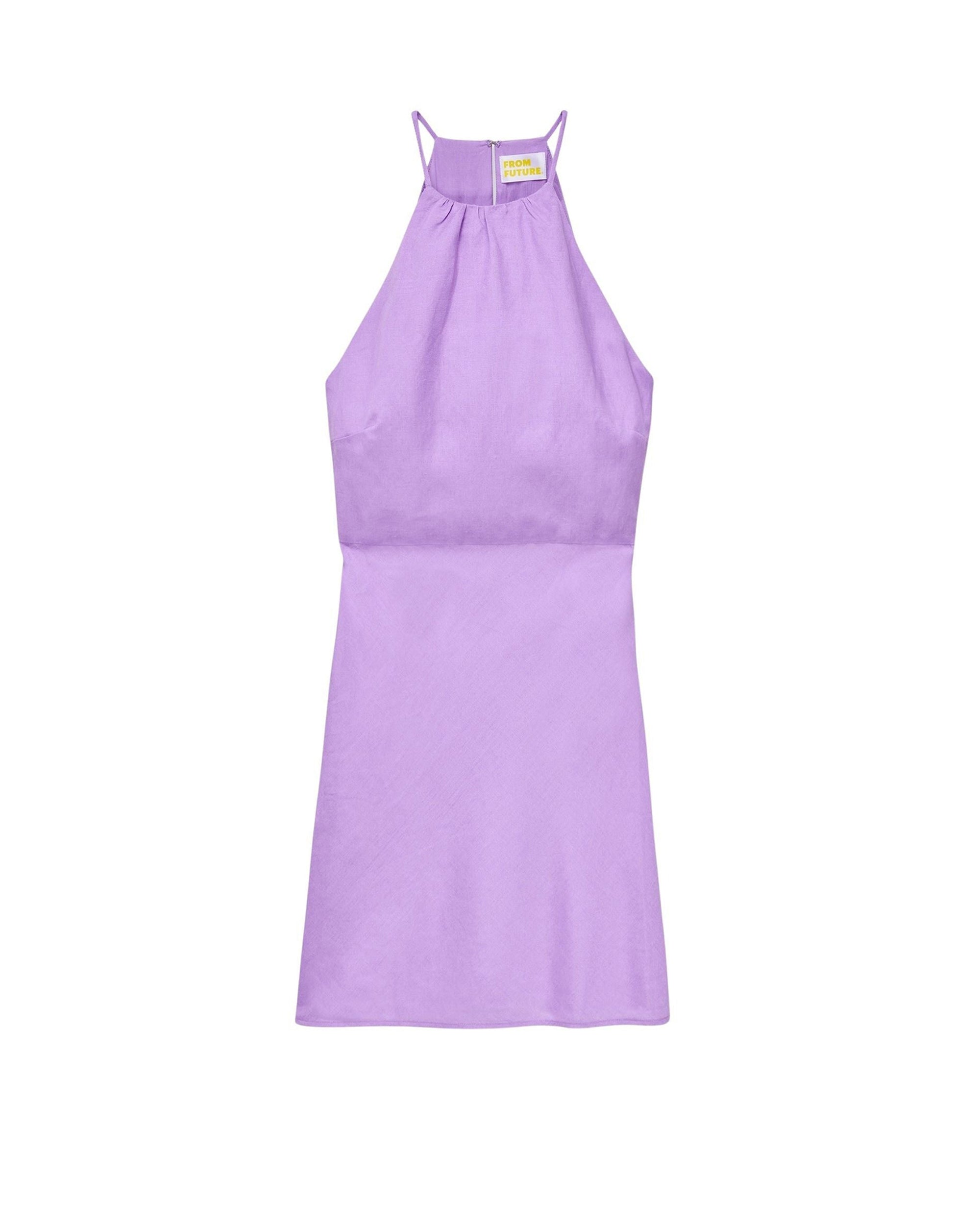 Betty strapless short dress in linen - Lilac