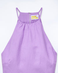 Betty strapless short dress in linen - Lilac