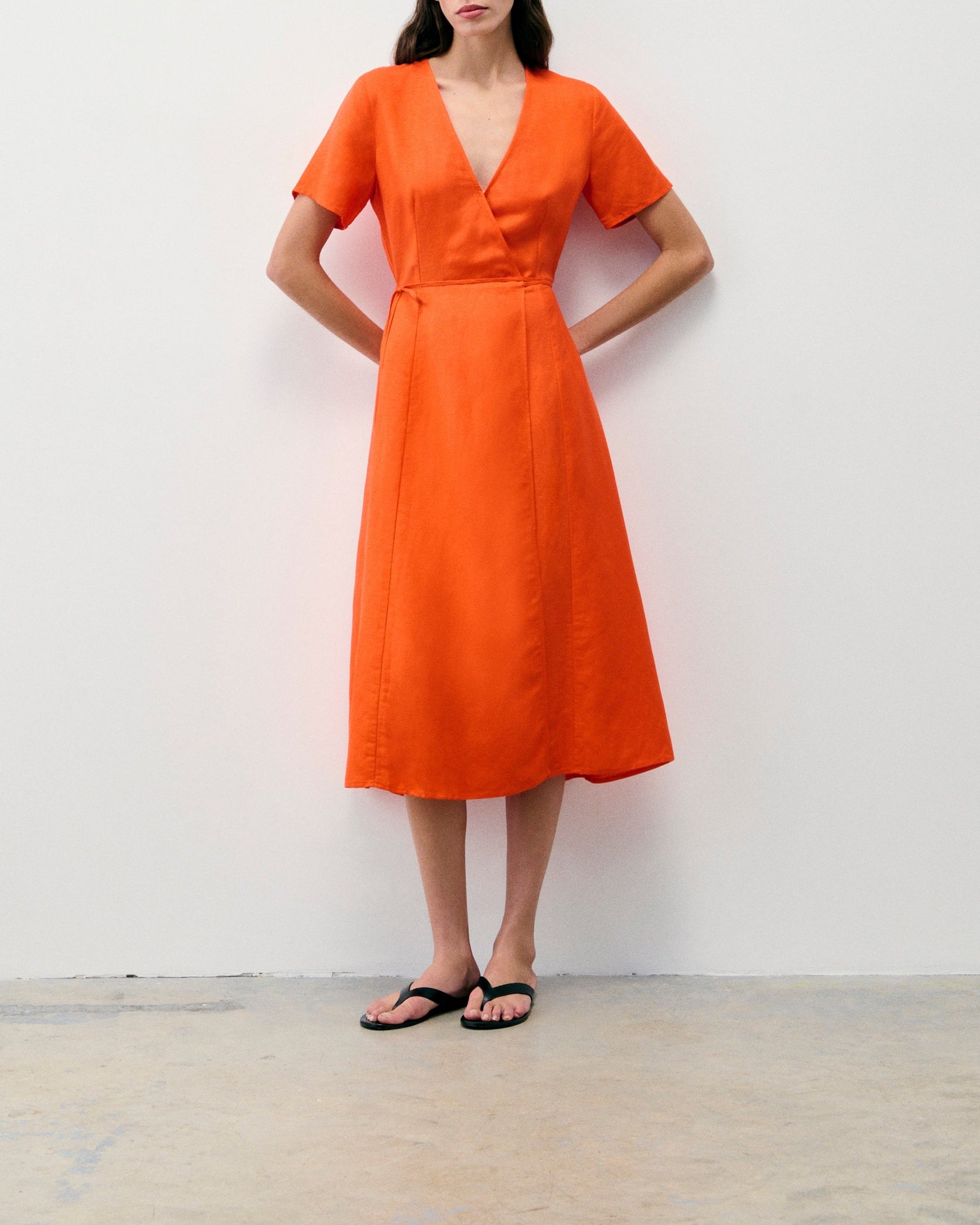 Linen maxi dress - Orange