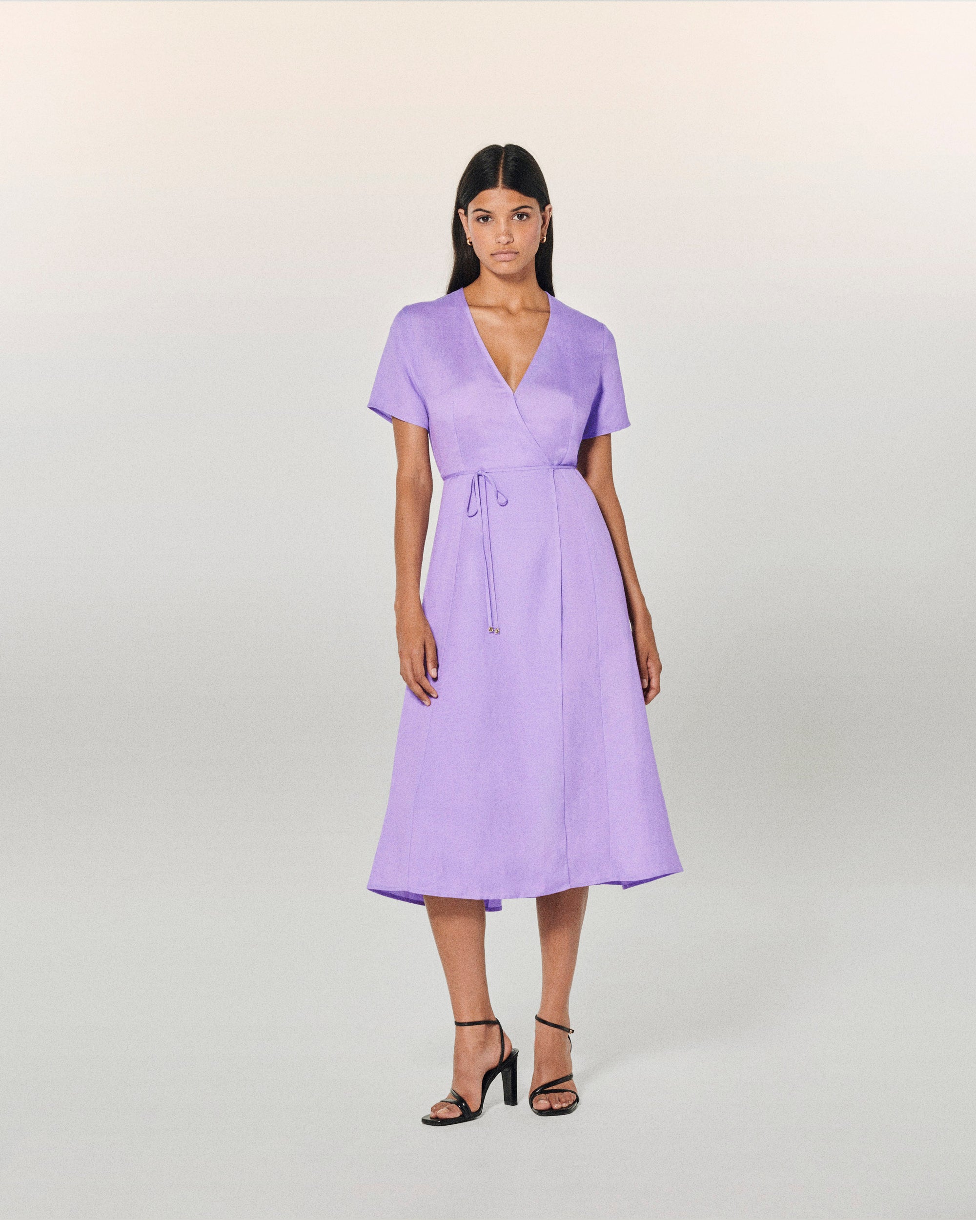 LILAS / NEW / QTY : 93 / Robe Longue Manche Courte Evie - Lilas