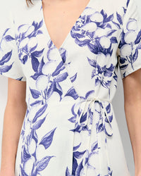 Robe longue Evie en lin - Toile de Jouy