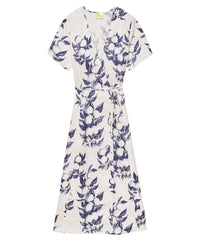 Robe longue Evie en lin - Toile de Jouy
