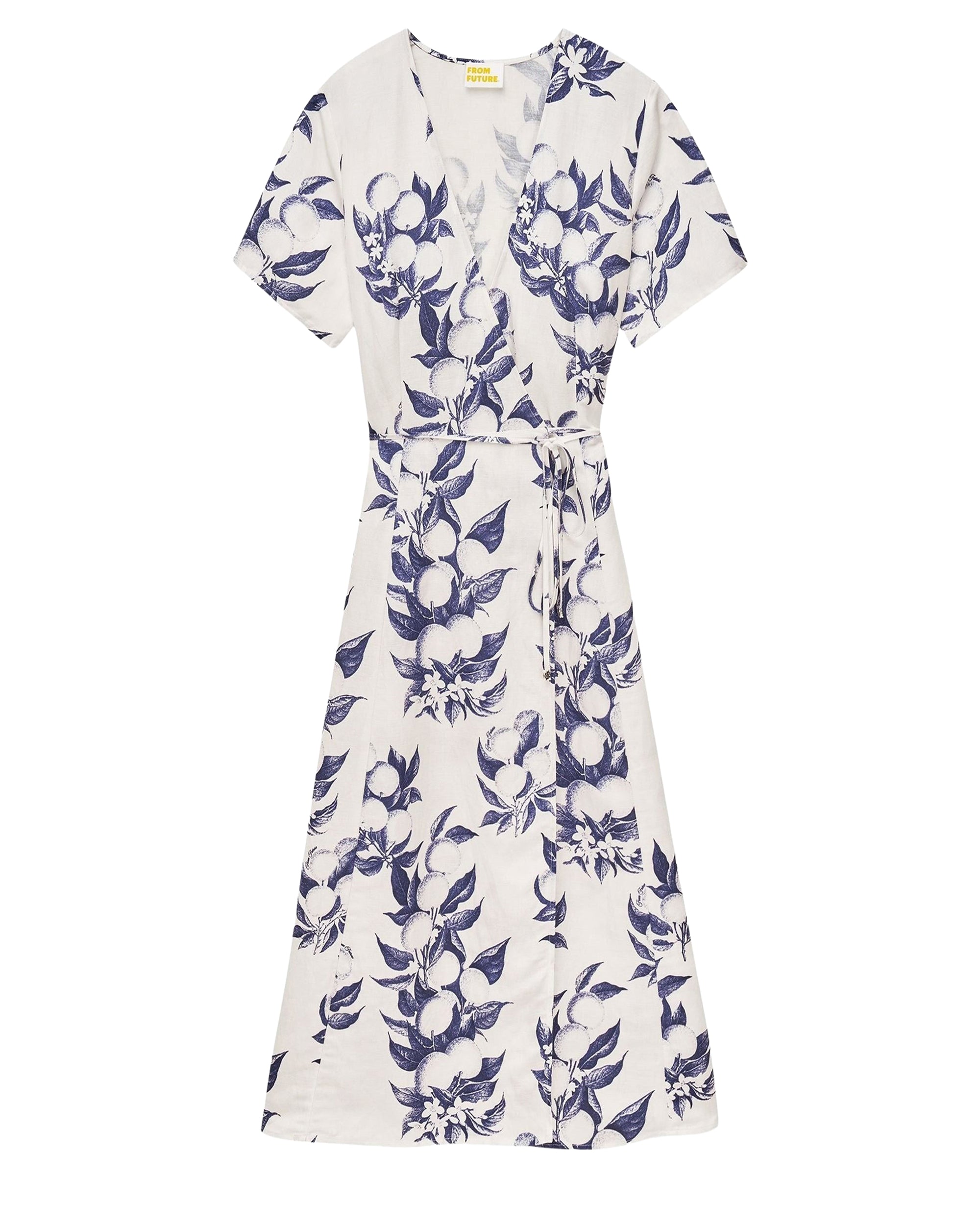 Robe longue Evie en lin - Toile de Jouy