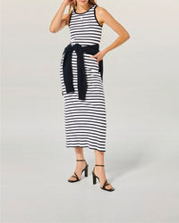 Robe longue à bretelles - Ecru & Navy