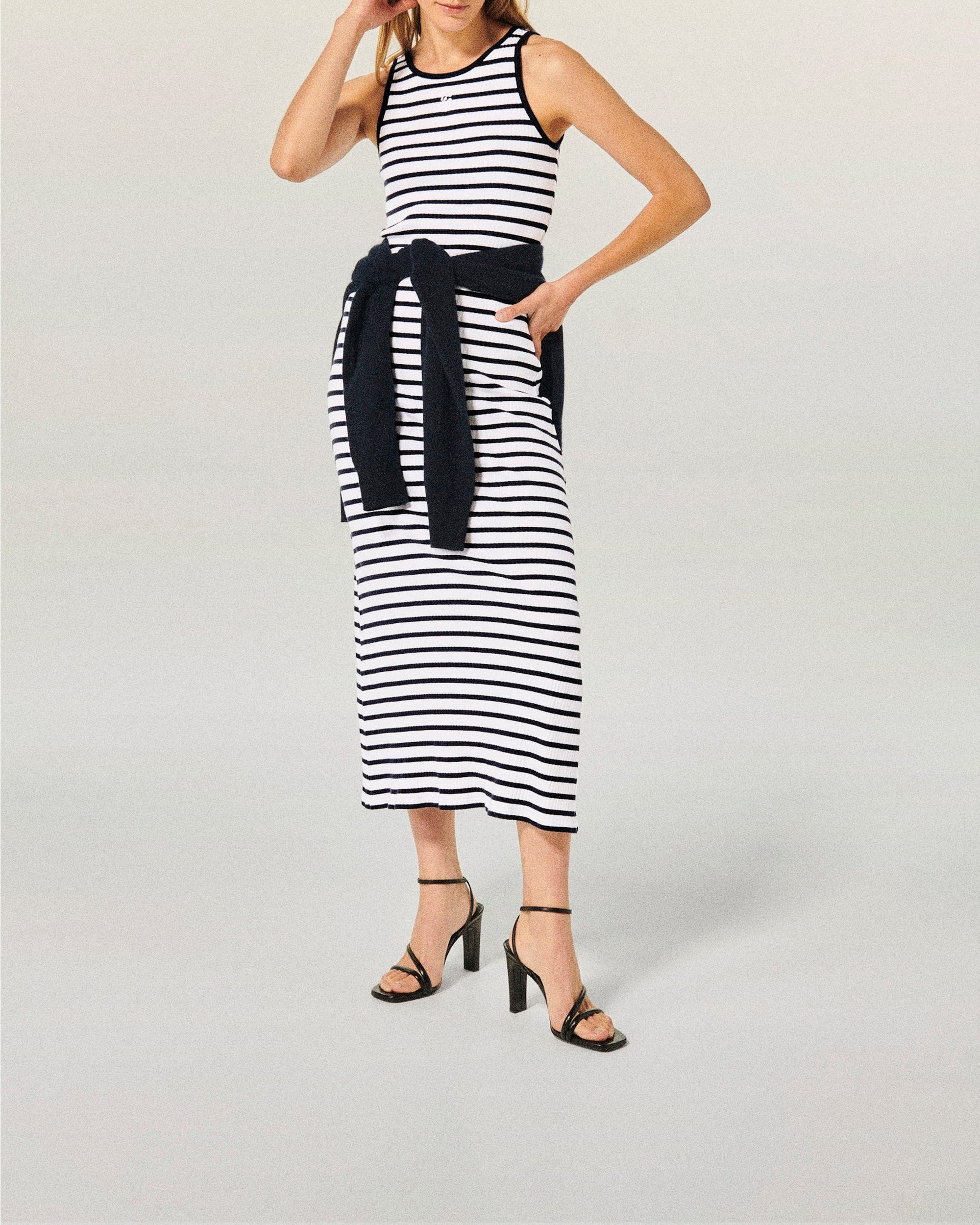 Robe longue à bretelles - Ecru & Navy