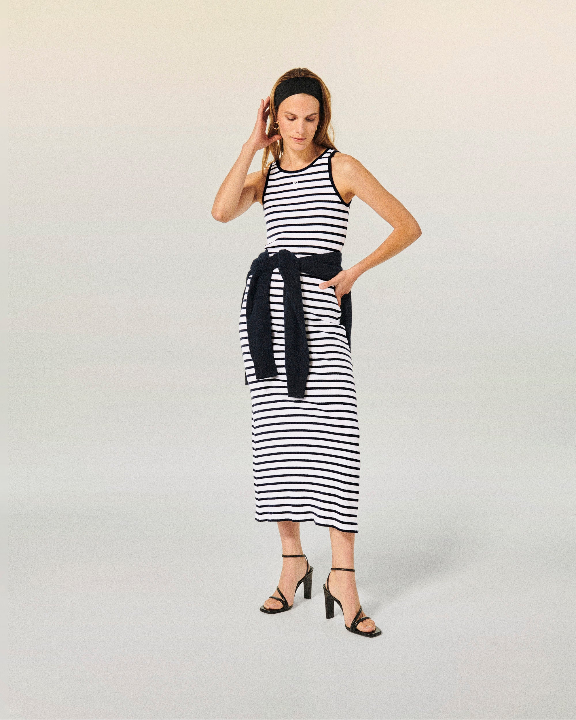 ECRU/NAVY / NEW / QTY : 43 / Robe Longue Bretelle - Ecru/Navy