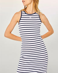 Robe longue à bretelles - Ecru & Navy