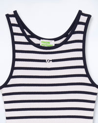 Robe longue à bretelles - Ecru & Navy