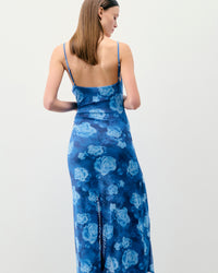 Maxi dress with mesh straps - Romantic Roses Bleu