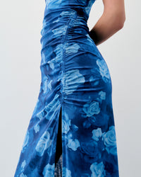 Maxi dress with mesh straps - Romantic Roses Bleu