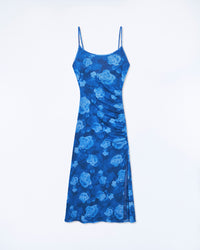 ROMANTIC ROSES BLEU / NEW / QTY : 1 / Robe Longue Bretelles Fines Mesh - Romantic Roses Bleu