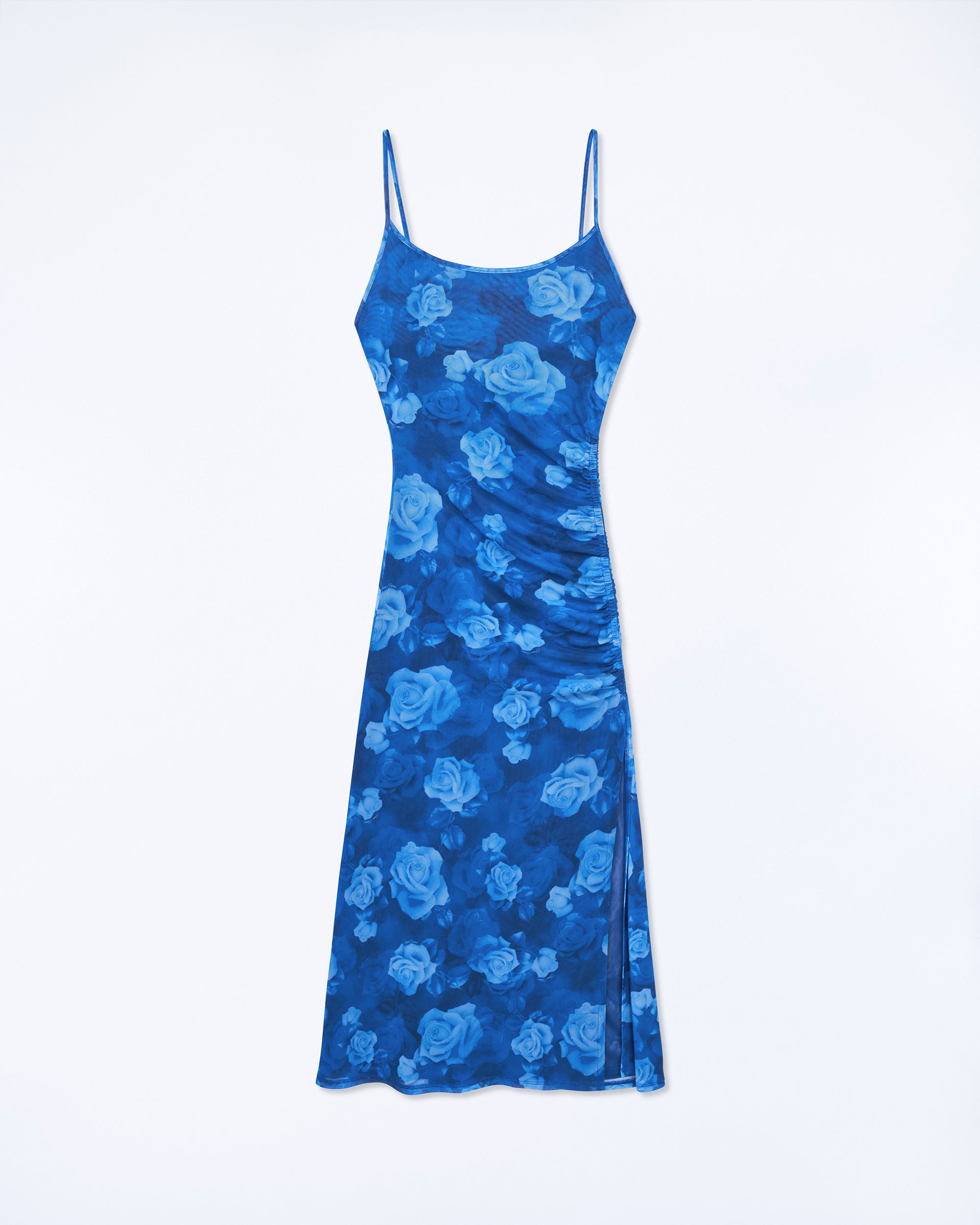 ROMANTIC ROSES BLEU / NEW / QTY : 1 / Robe Longue Bretelles Fines Mesh - Romantic Roses Bleu