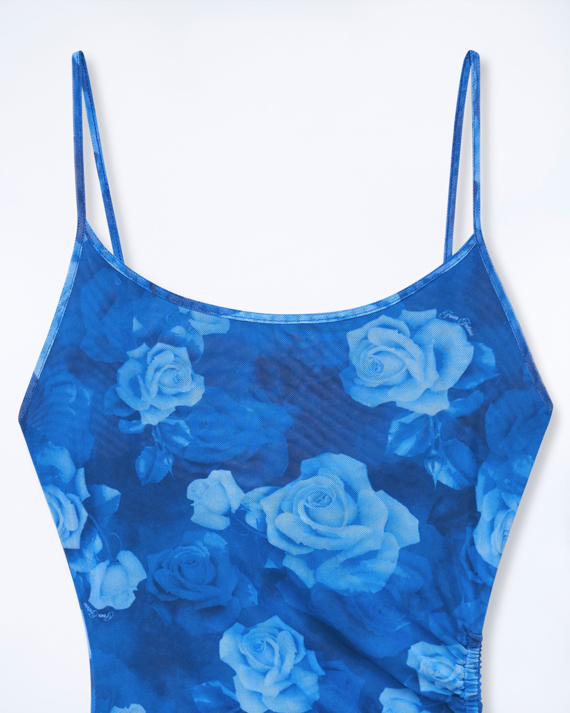 Maxi dress with mesh straps - Romantic Roses Bleu