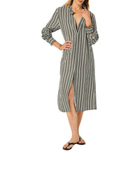 Robe longue à rayures - Kaki
