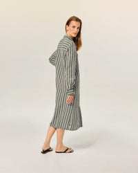KAKI STRIPES / NEW / QTY : 27 / Robe Longue Manche Longue - Kaki Stripes