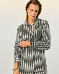KAKI STRIPES / NEW / QTY : 27 / Robe Longue Manche Longue - Kaki Stripes