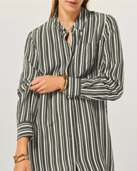 Robe longue à rayures - Kaki