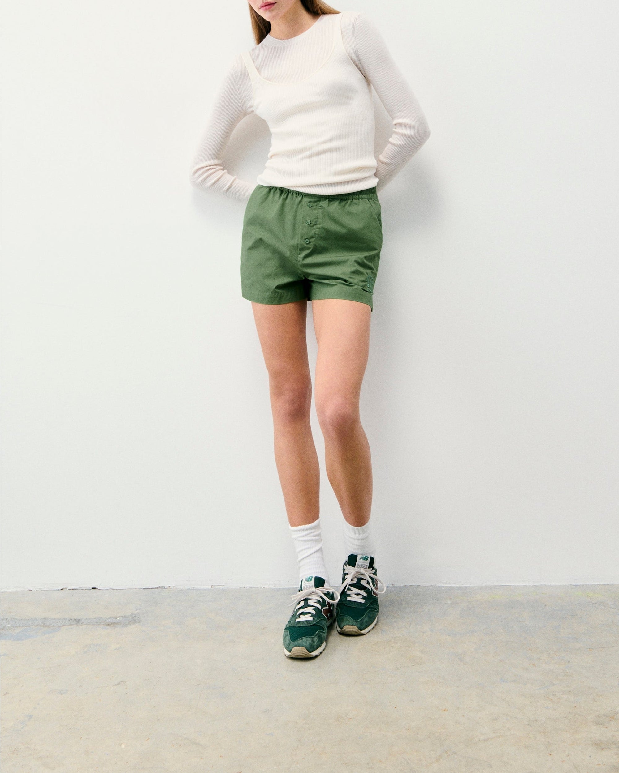 Cotton poplin shorts - Khaki