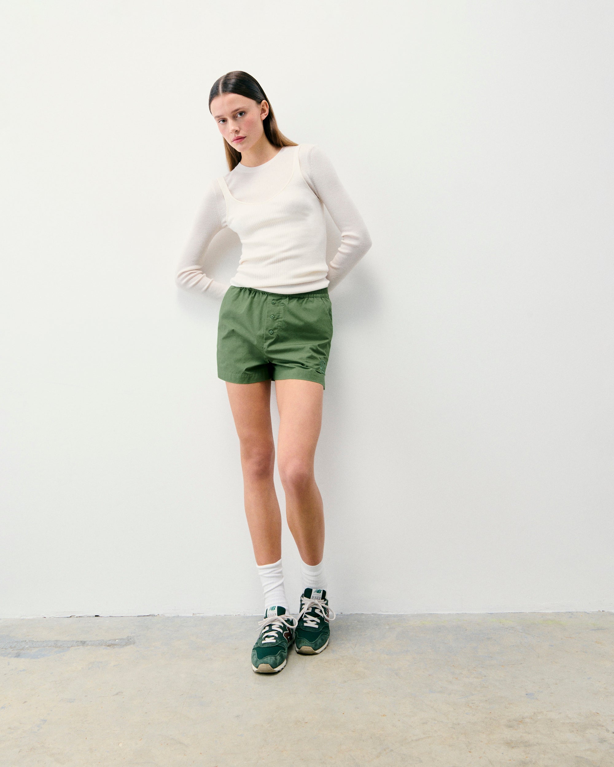 Short Court Popeline  - Kaki