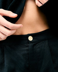 Short regular en lin - Noir