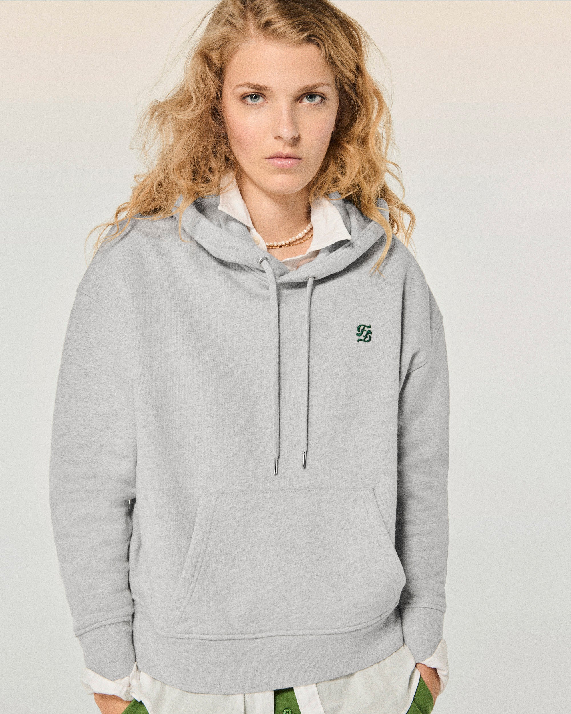 GRIS CHINE CLAIR / NEW / QTY : 5 / Sweatshirt Col Rond Double F - Gris Chine Clair