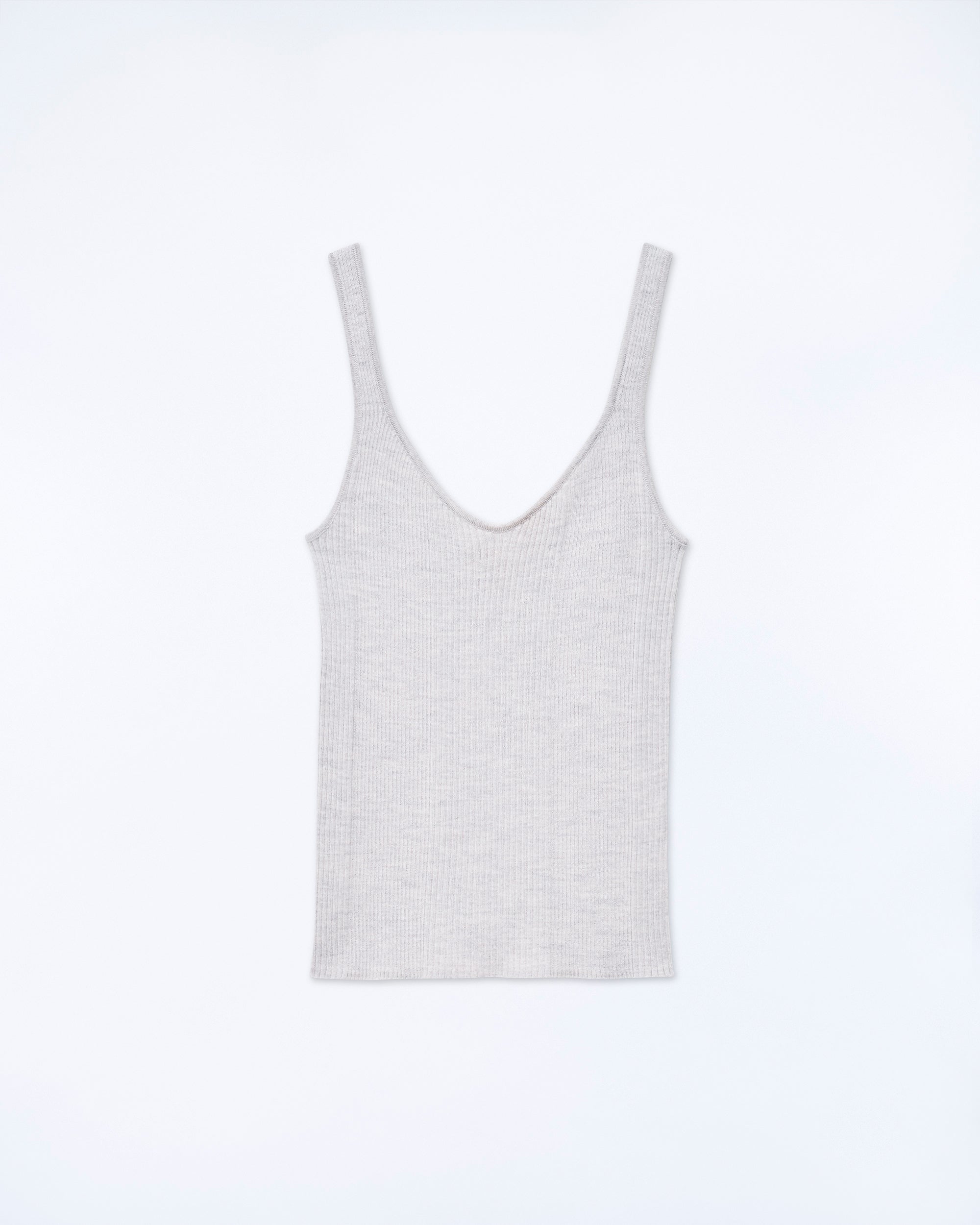 GRIS CHINE CLAIR / NEW / QTY : 15 / Top Débardeur à Côtes Uni - Gris Chine Clair