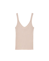 Ribbed tank top in wool - Light Beige