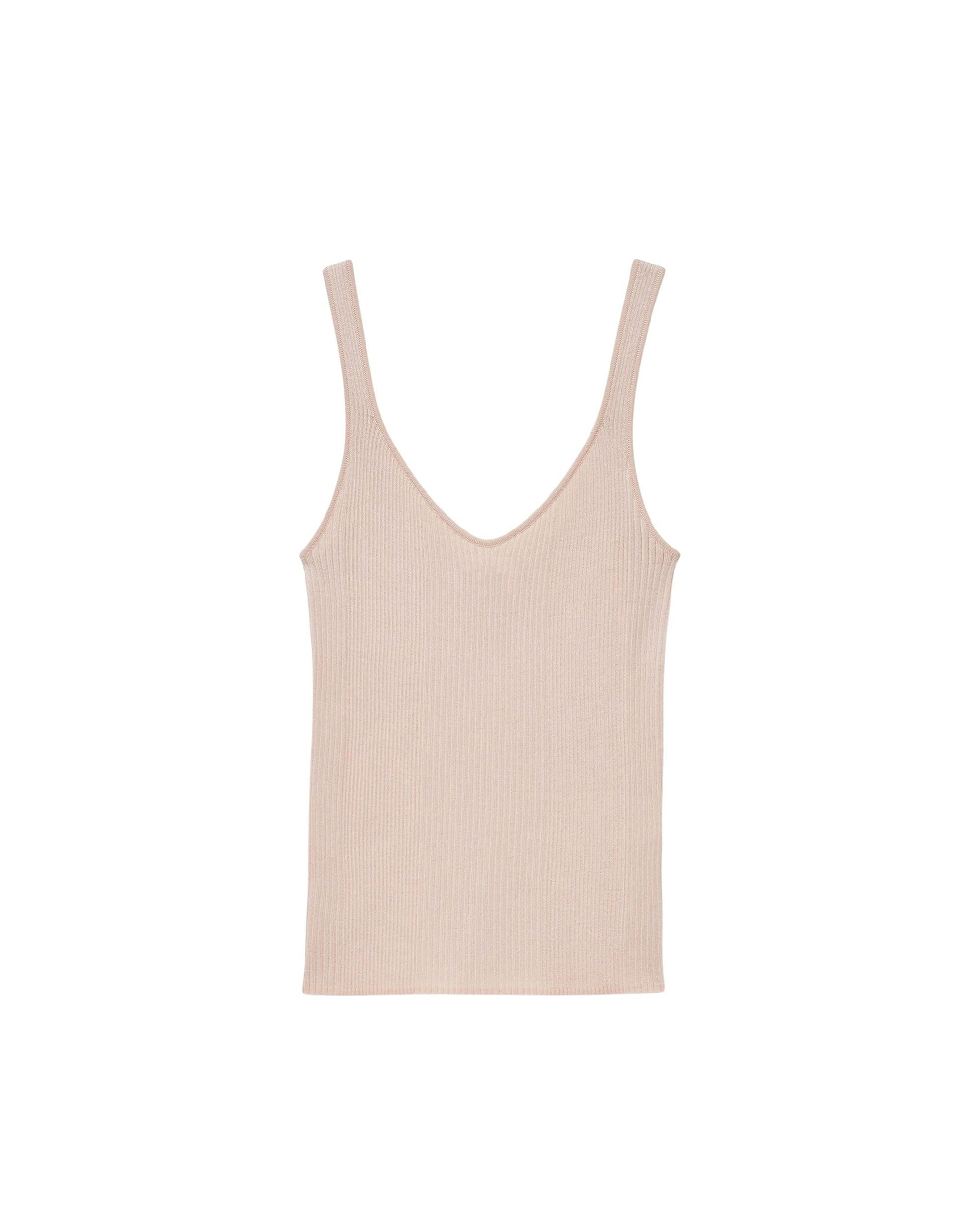 Ribbed tank top in wool - Light Beige