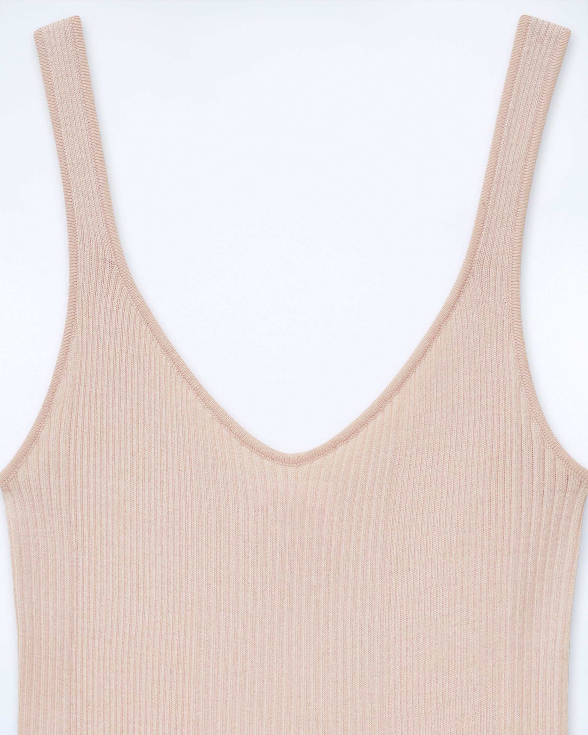 Ribbed tank top in wool - Light Beige
