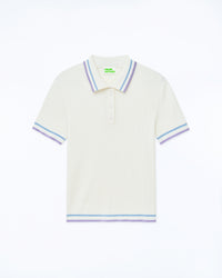 ECRU / NEW / QTY : 1 / Top Manches Courtes Bandes Bicolores - Ecru