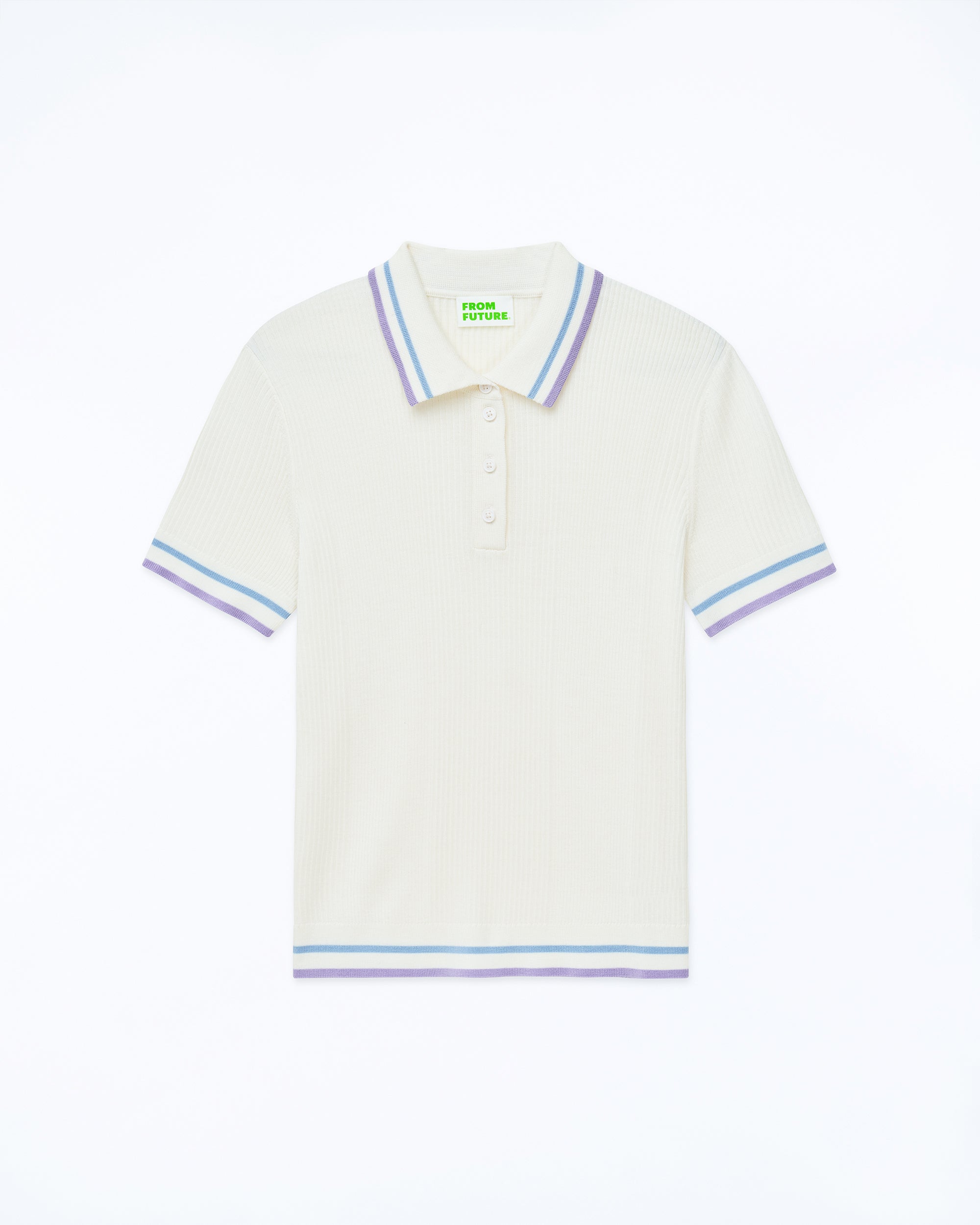 ECRU / NEW / QTY : 1 / Top Manches Courtes Bandes Bicolores - Ecru