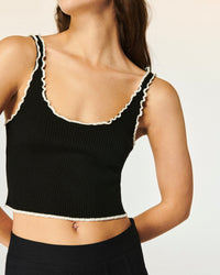 Y. ONLY PORTE / NOIR / DJV / QTY : 11 / Top Brassière Point Bourdon Bicolore - Noir