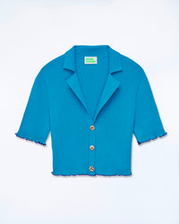 TROPICAL BLUE
 / NEW / QTY : 10 / Top Manches Courtes Bicolore - Tropical Blue