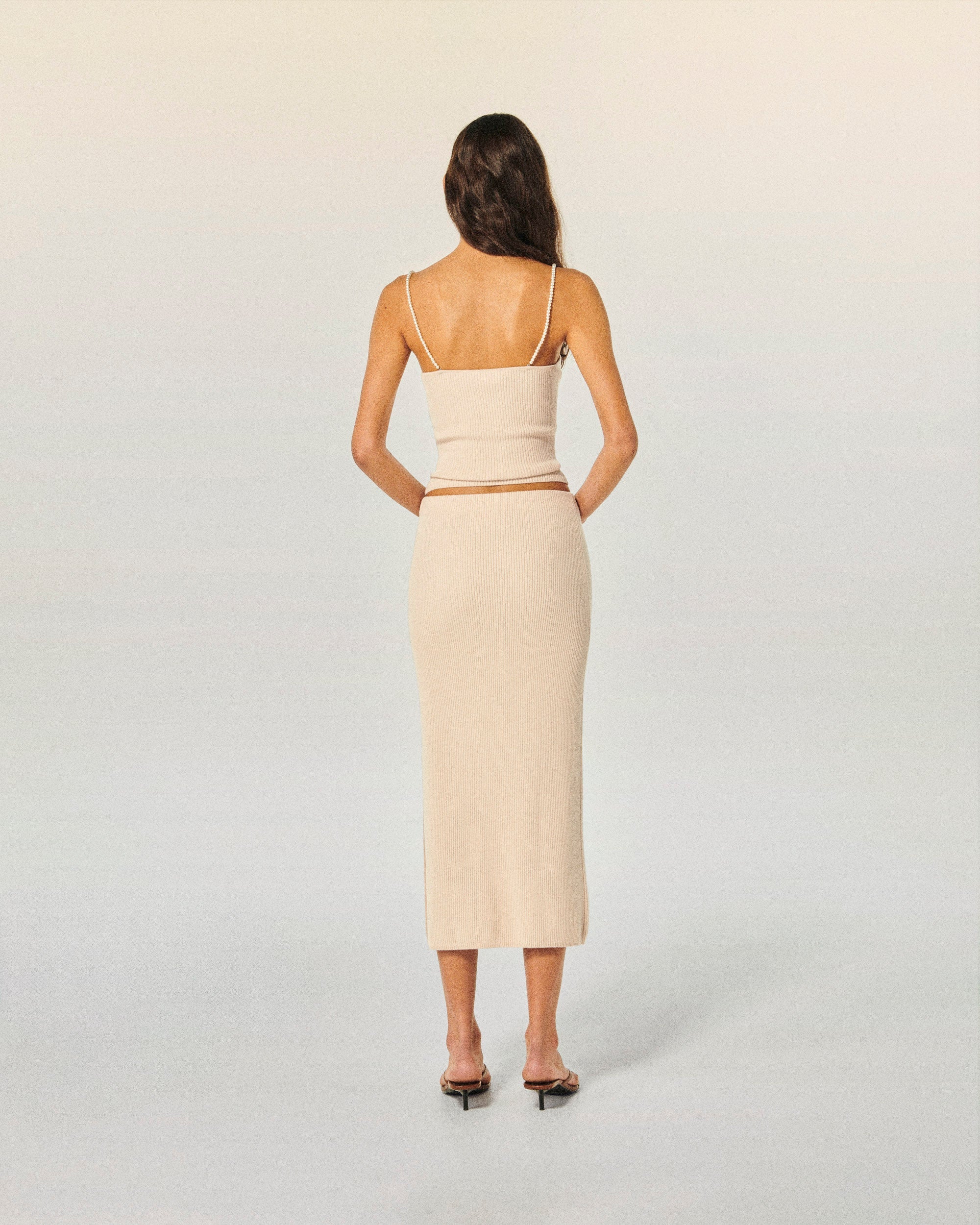 LIGHT BEIGE / DJV / QTY : 2 / Top Débardeur Bretelle Perle - Light Beige