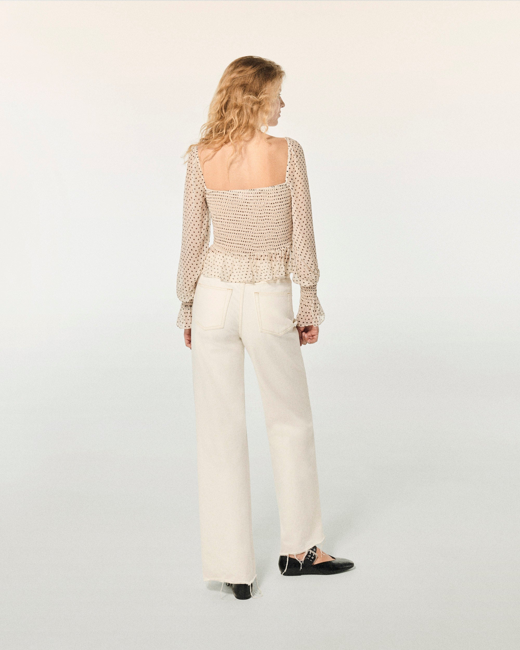 POIS ECRU / DJV / QTY : 74 / Top Manches Longues Molly - Pois Ecru