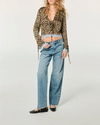 Top with lace and silk edges - Winter Leopard