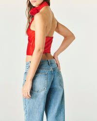Judie asymmetrical silk top - Red