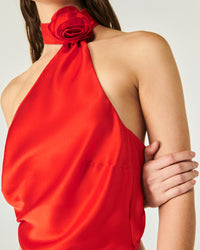 Judie asymmetrical silk top - Red