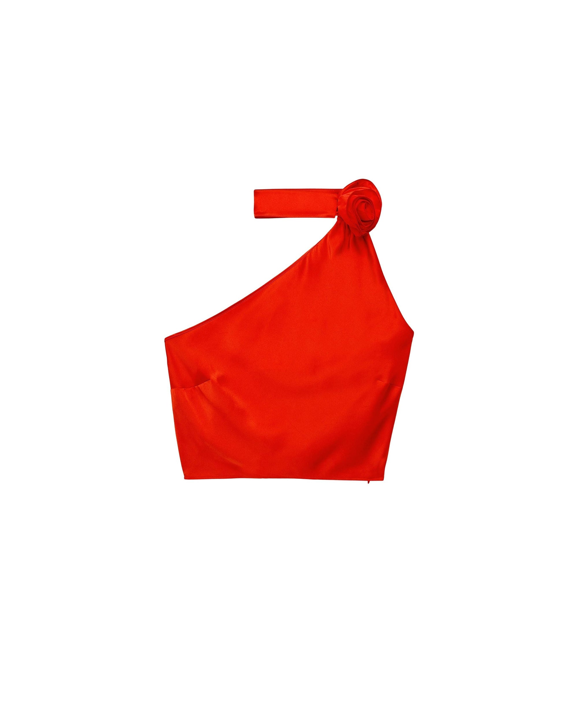 Judie asymmetrical silk top - Red