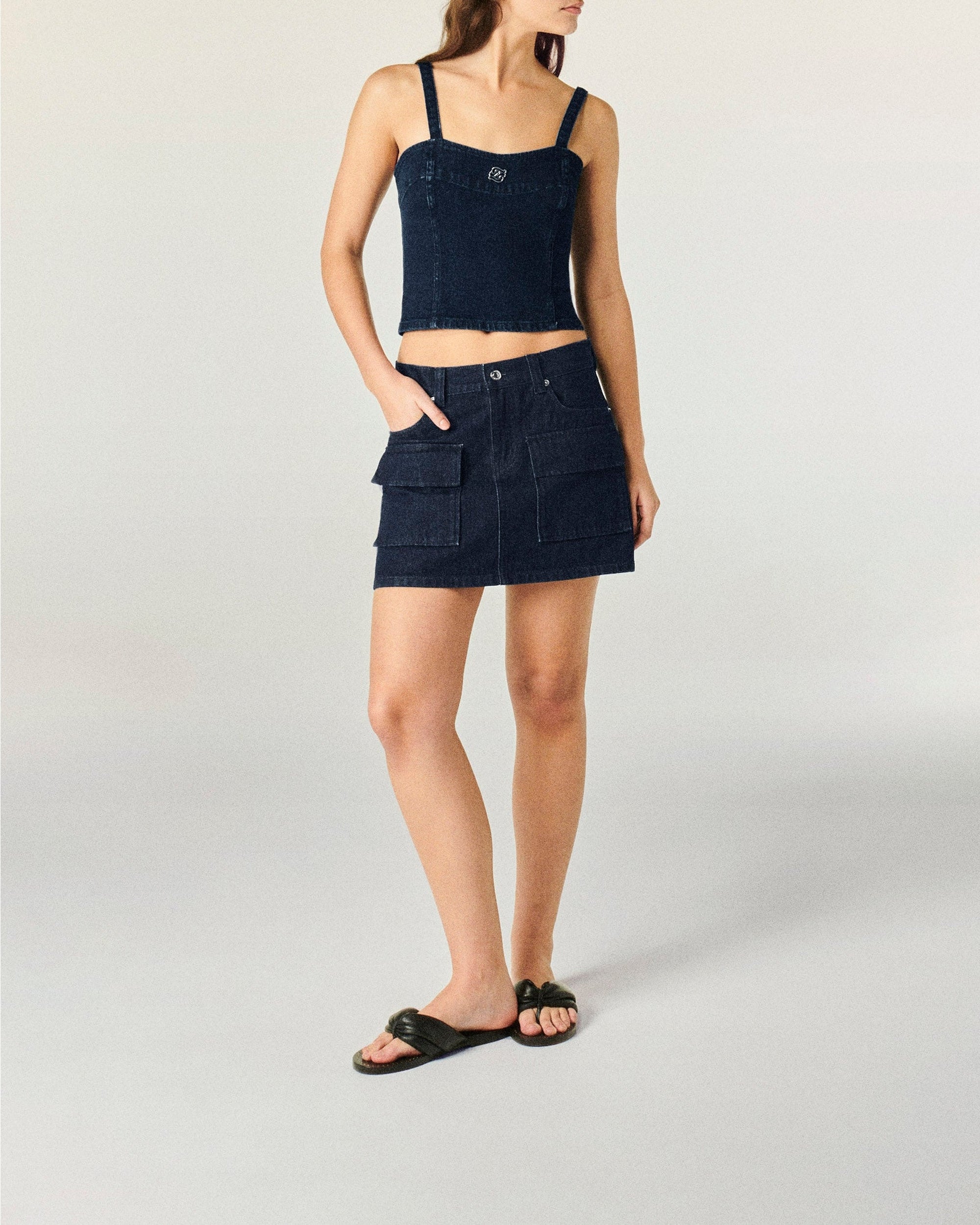 Strappy denim top - Brut