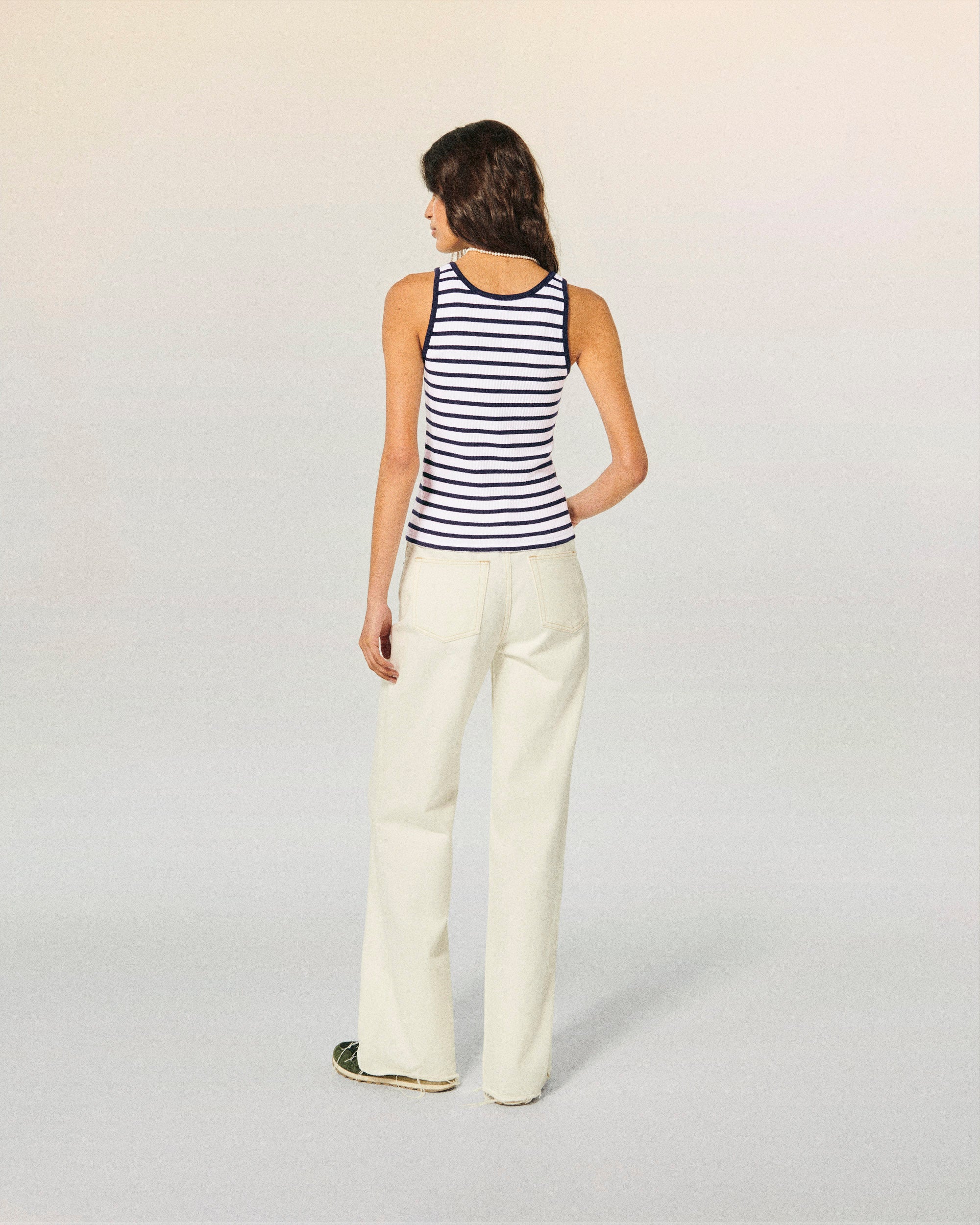 ECRU/NAVY / NEW / QTY : 7 / Top Bretelle - Ecru/Navy