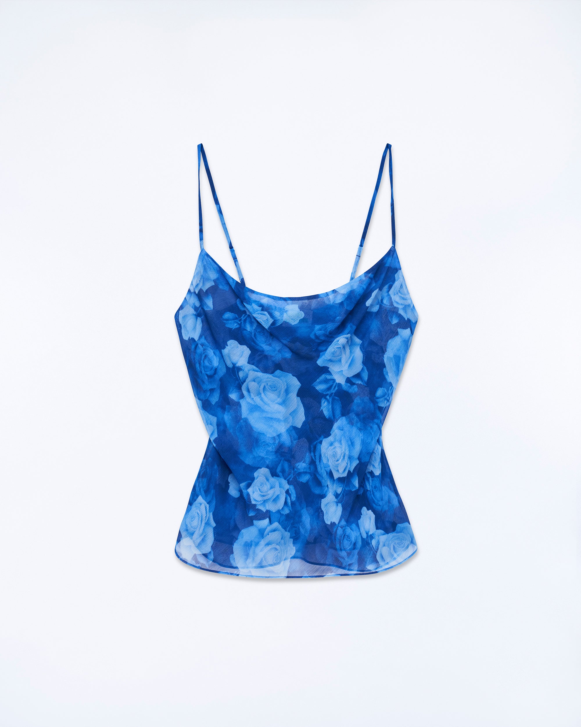 ROMANTIC ROSES BLEU / NEW / QTY : 1 / Top Bretelle Mousseline - Romantic Roses Bleu