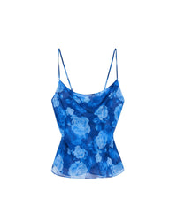 Chiffon strapless top - Romantic Roses Blue