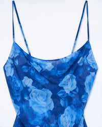 Chiffon strapless top - Romantic Roses Blue