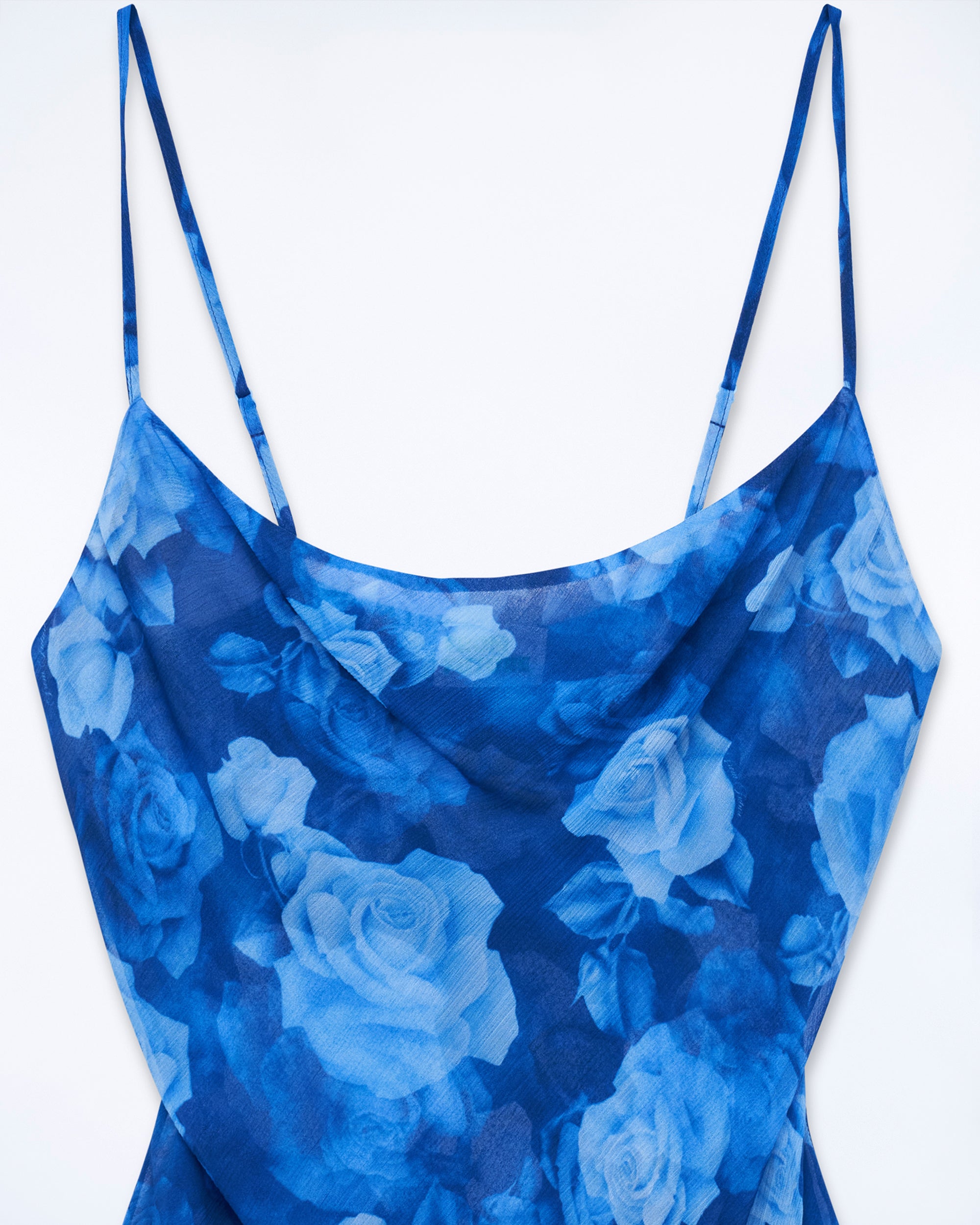 ROMANTIC ROSES BLEU / NEW / QTY : 1 / Top Bretelle Mousseline - Romantic Roses Bleu