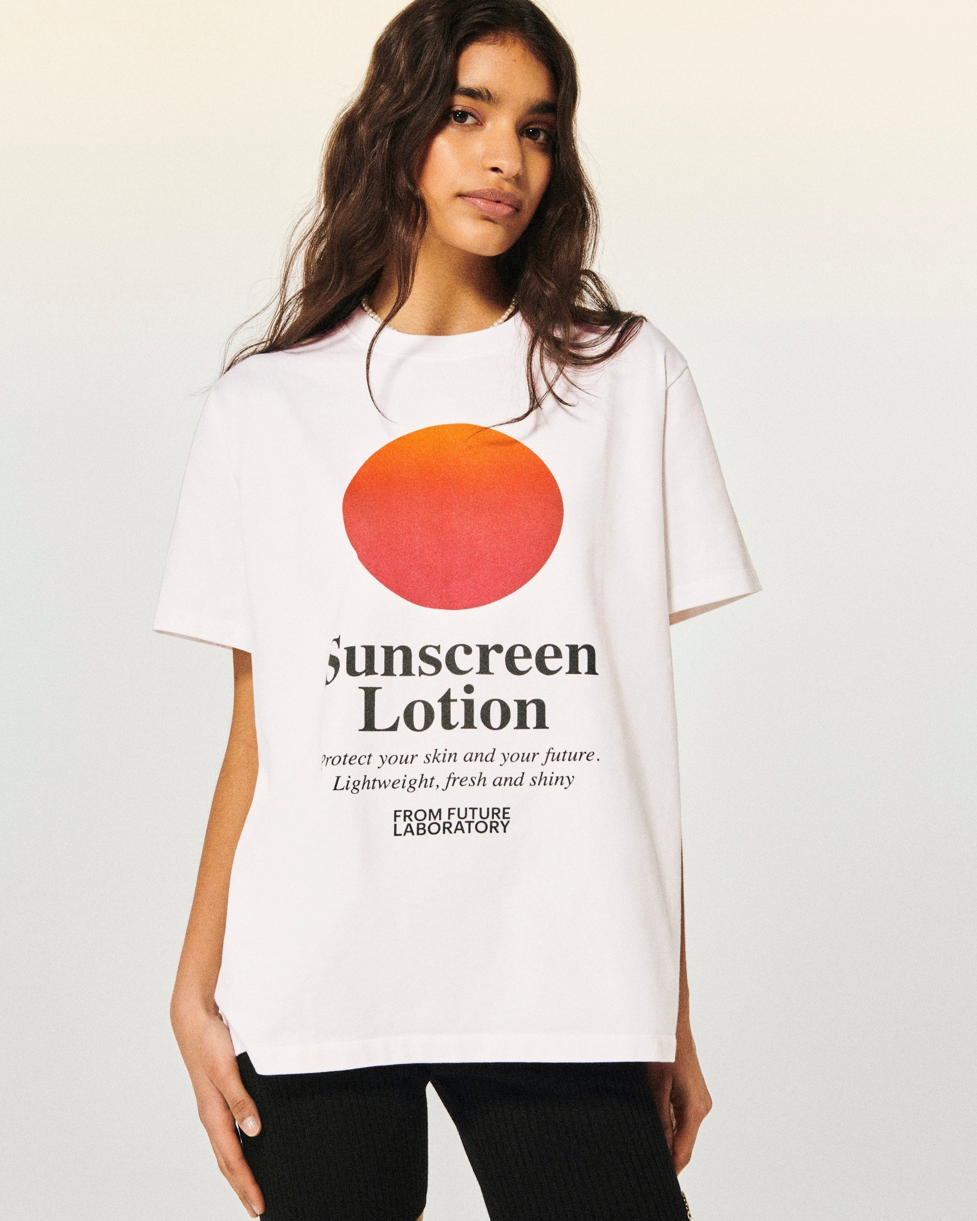 T-shirt Col Rond Manches Courtes   - Blanc